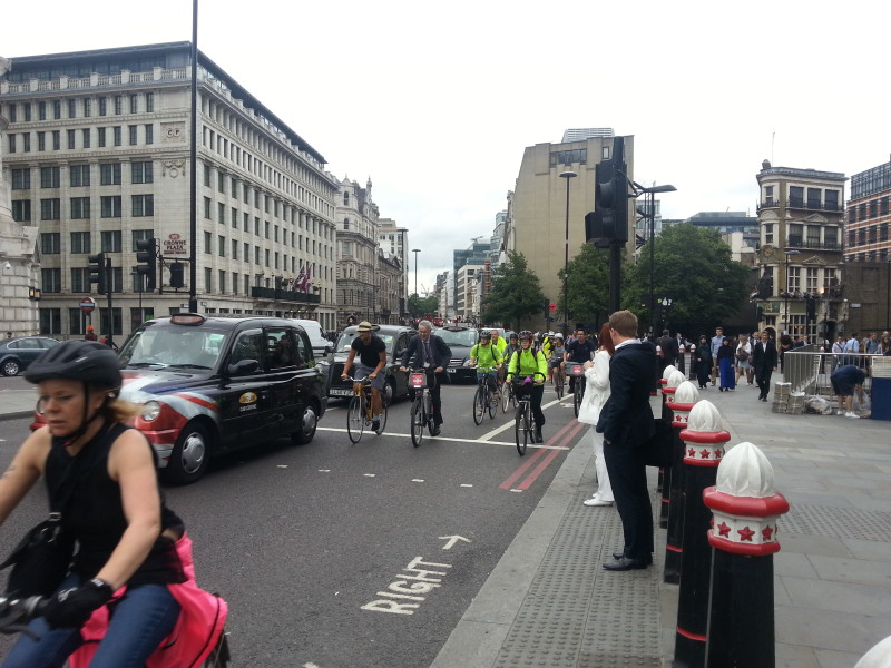 Commuter cyclists at Blackfriars
