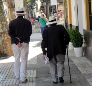 Seville father and son out for a walk