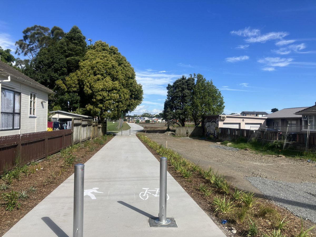 A shared pathway between some housing. The reserve around the pathway appears under construction.