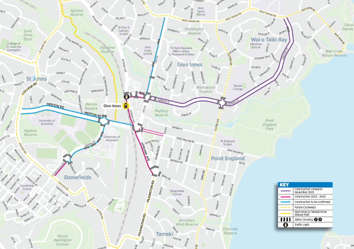 Map showcasing planned and existing cycleways across Glen Innes