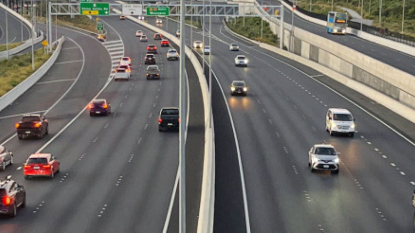 four lane motorway with bus lane alongside