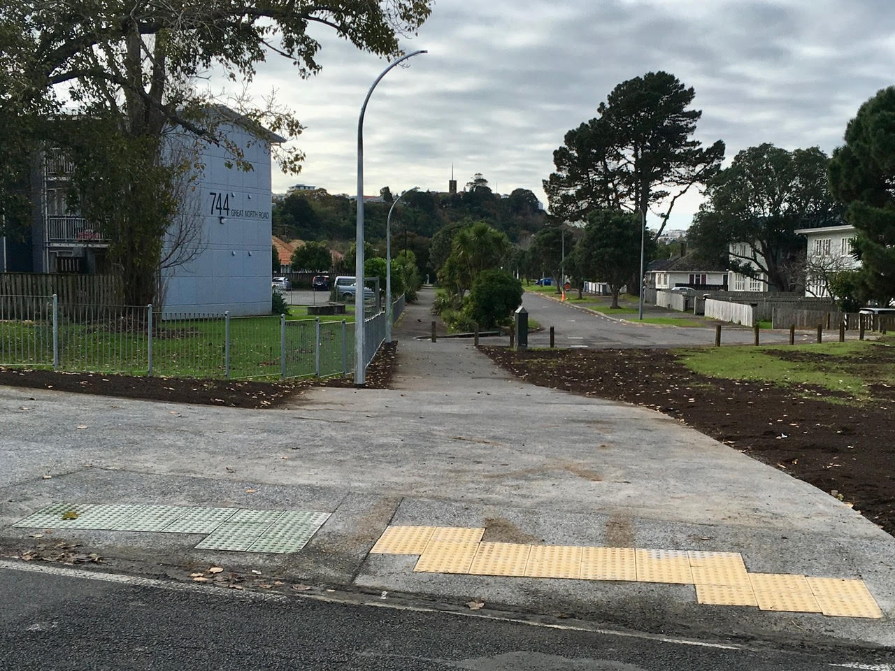 A cut-through path between roads