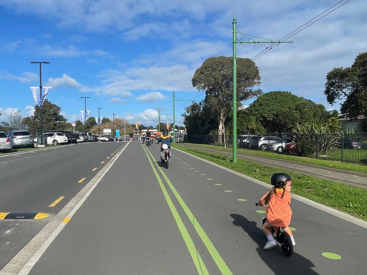 Separated bike lane alongside MOTAT tramline